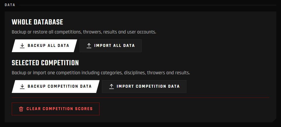 Záloha a import dat / Backup and import of data